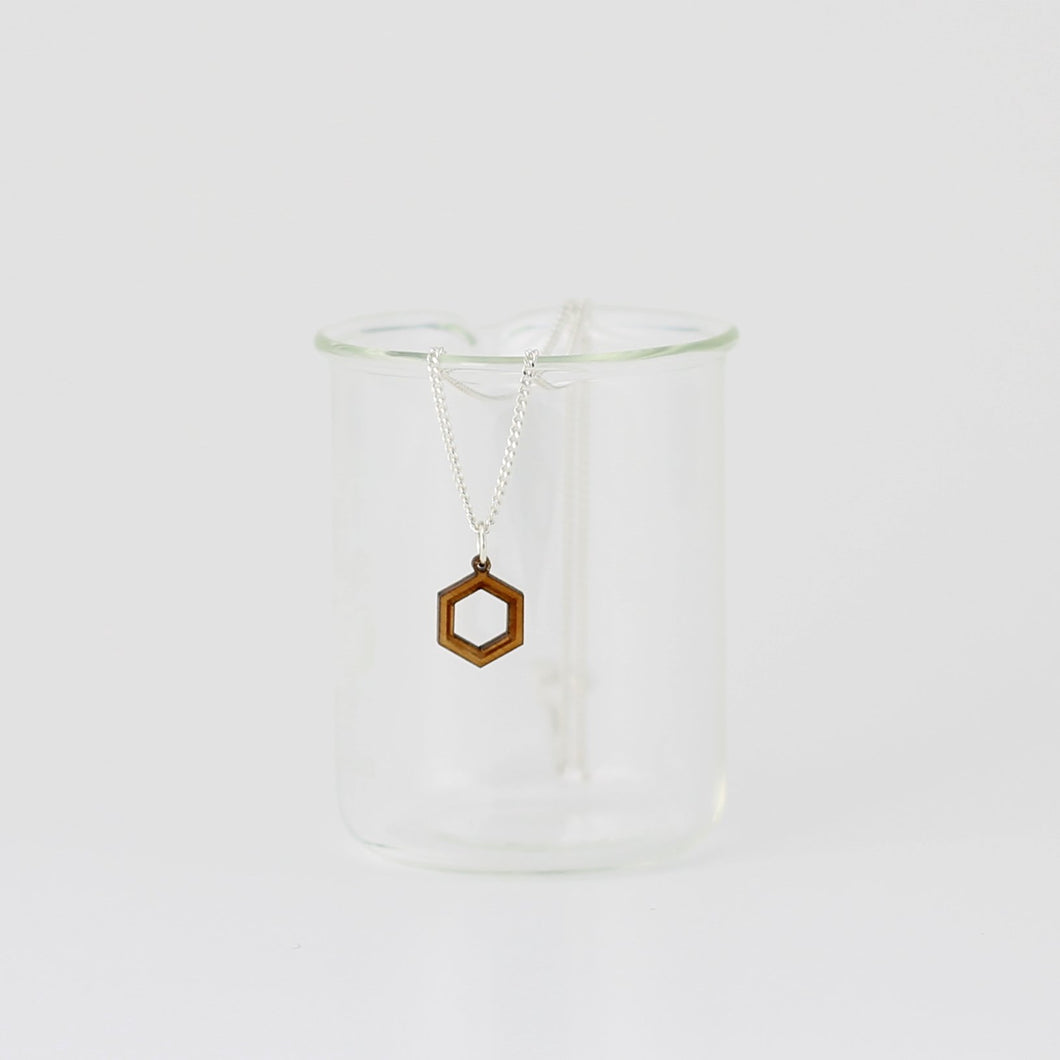 Benzene Molecule Necklace in Birch Plywood
