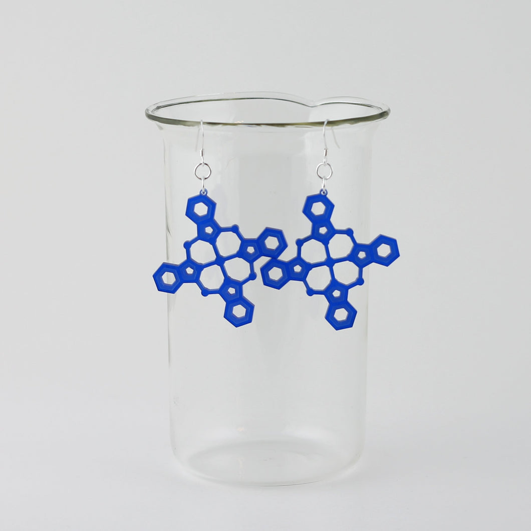 Blue Pigment Molecule Earrings in Transparent Blue Acrylic