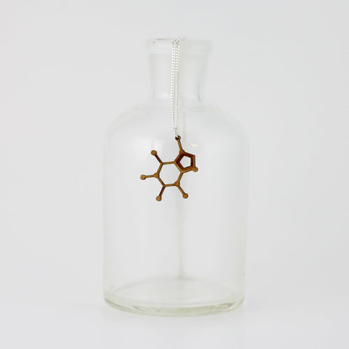 Caffeine Molecule Necklace in Birch Plywood