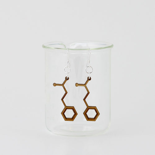 Aromatic Scented Cinnamon Molecule Earrings in Birch Plywood