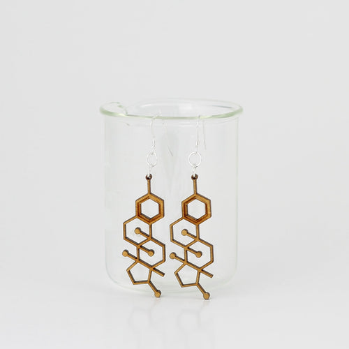 Estrogen Molecule Earrings in Birch Plywood