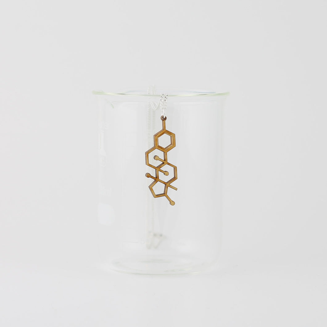 Estrogen Molecule Necklace in Birch Plywood