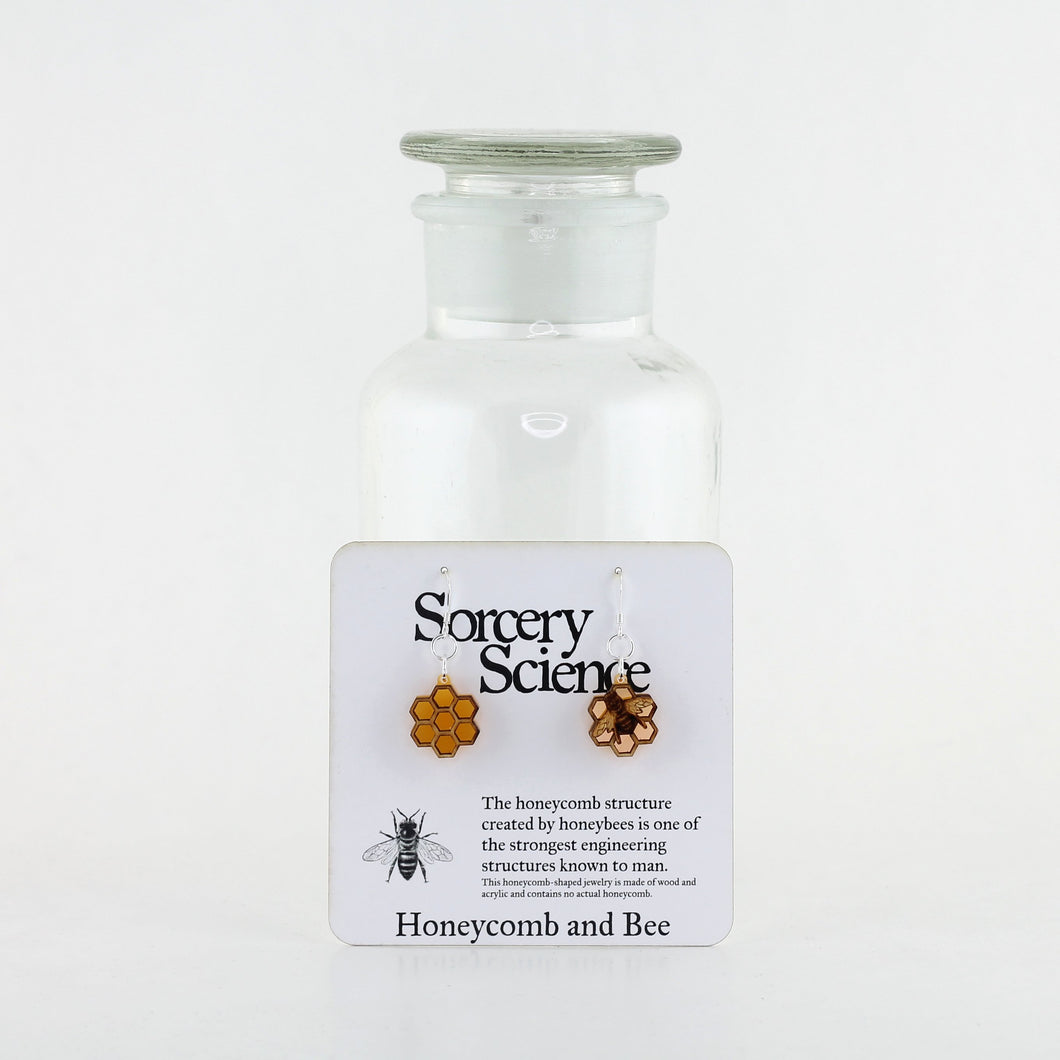Honeycomb and Bee Earrings