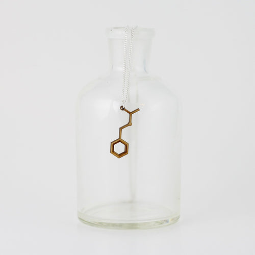 Aromatic Scented Jasmine Molecule Necklace in Birch Plywood