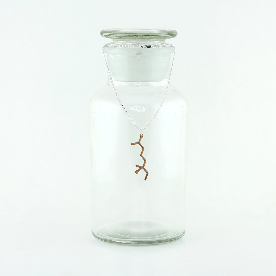 Aromatic Scented Lily Molecule Necklace in Birch Wood