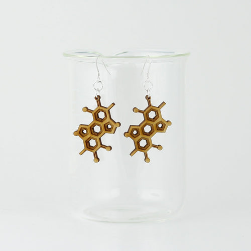 Melanin Molecule Earrings in Birch Plywood