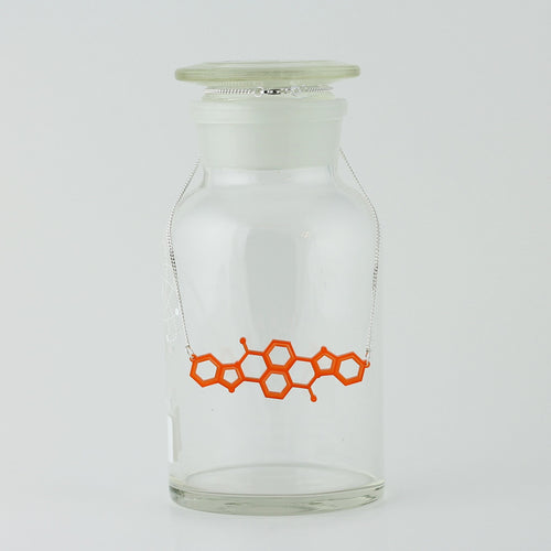 Orange Pigment Molecule Necklace in Transparent Orange Acrylic