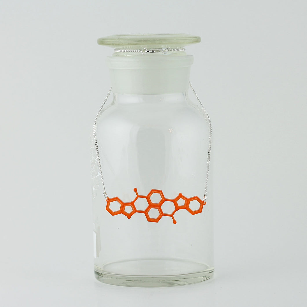 Orange Pigment Molecule Necklace in Transparent Orange Acrylic