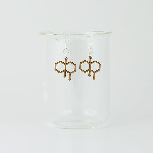 Petrichor Molecule Earrings in Birch Wood