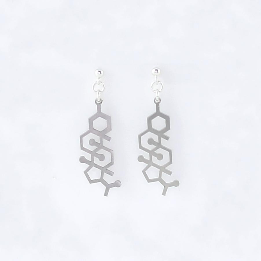 Progesterone Molecule Studs in Stainless Steel