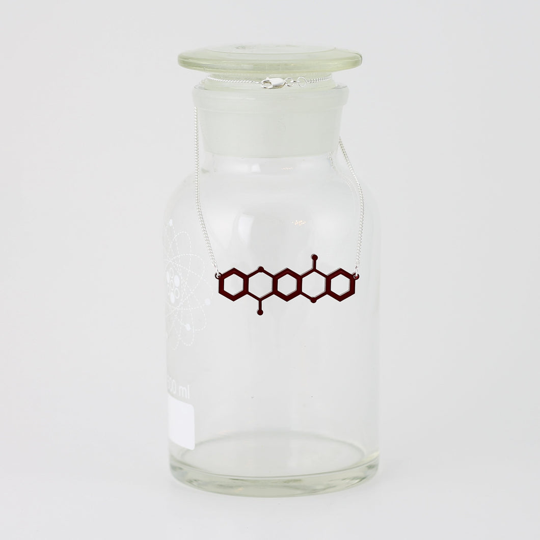 Red Pigment Molecule Necklace in Transparent Red Acrylic