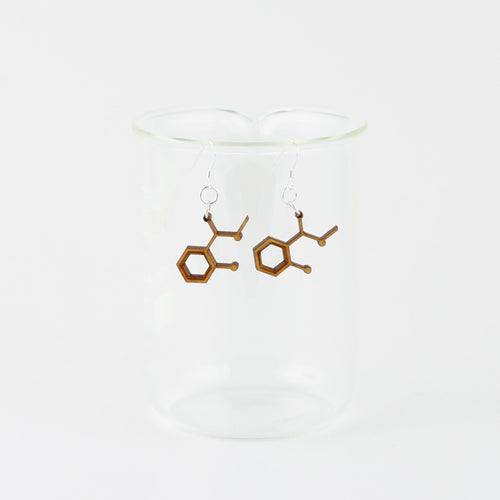 Aromatic Scented Wintergreen Molecule Earrings in Birch Plywood