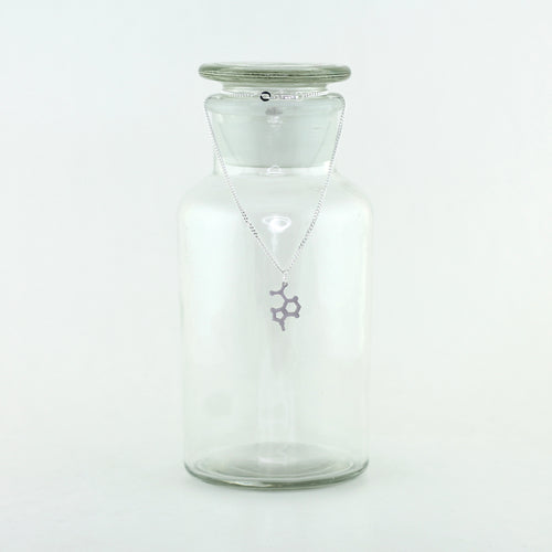 Adenine Molecule Charm Necklace in Stainless Steel