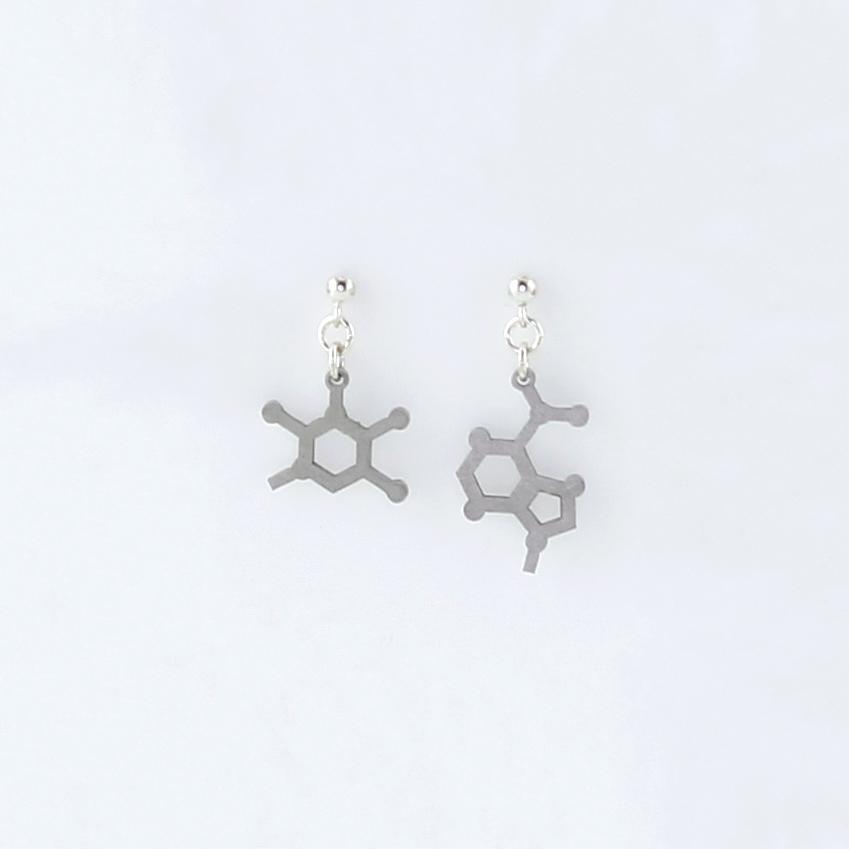 Adenine and Thymine Molecule Studs in Stainless Steel