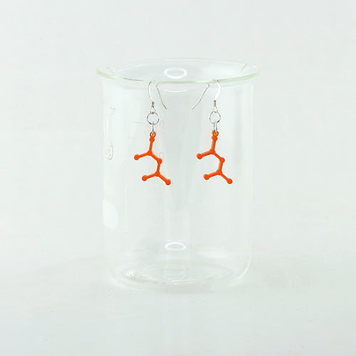 Ammonium Dinitramide Molecule Earrings in Transparent Orange Acrylic