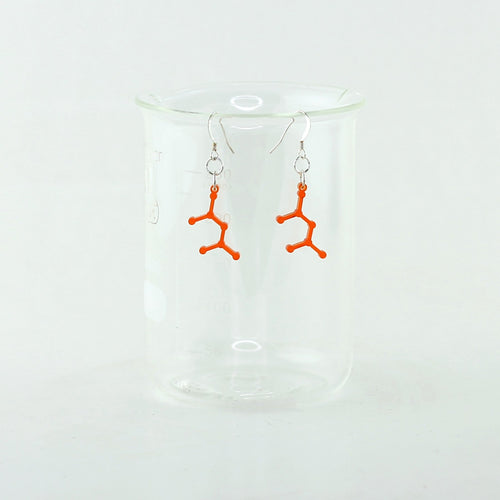 Ammonium Dinitramide Molecule Earrings in Transparent Orange Acrylic