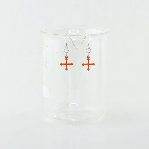 Ammonium Perchlorate Molecule Rocket Fuel Earrings in Transparent Orange Acrylic