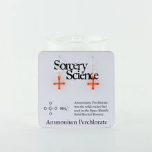 Ammonium Perchlorate Molecule Rocket Fuel Earrings in Transparent Orange Acrylic on Card for Retail