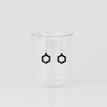 Benzene Molecule Earrings in Black Acrylic