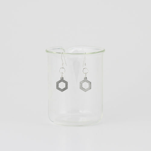 Benzene Molecule Earrings in Stainless Steel