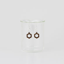 Benzene Molecule Earrings in Walnut