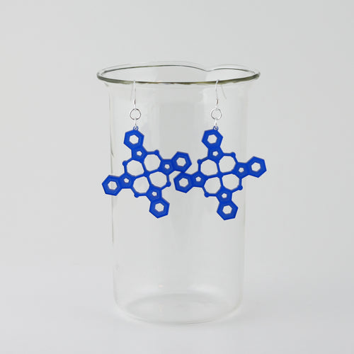 Blue Pigment Molecule Earrings in Transparent Blue Acrylic