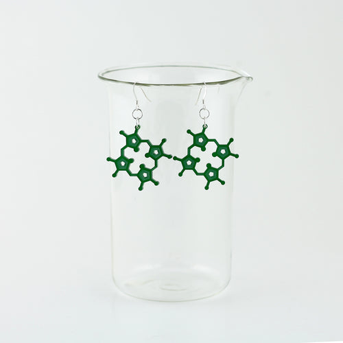 Hemoglobin Molecule Earrings in Transparent-Green Acrylic