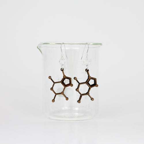 Chocolate Molecule Earrings in Walnut