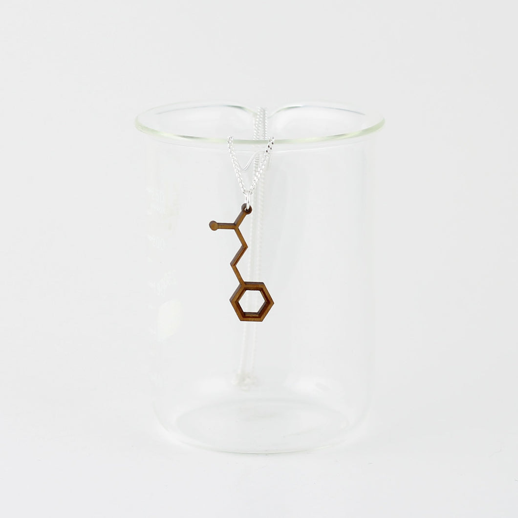 Aromatic Scented Cinnamon Molecule Necklace in Birch Plywood