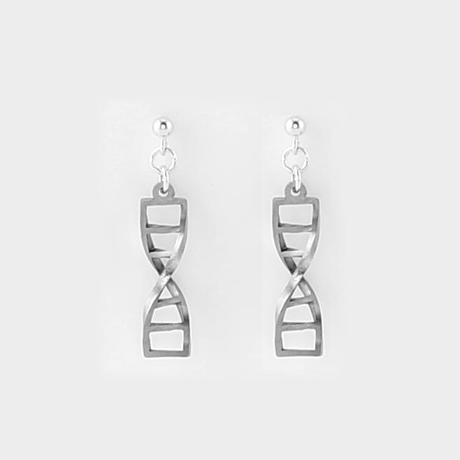 DNA Double Helix Studs in Stainless Steel