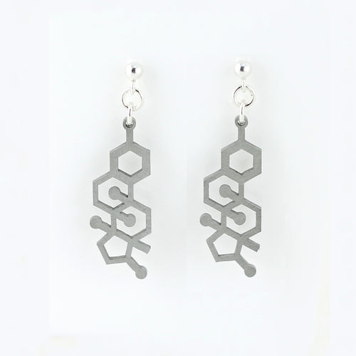 Estrogen Molecule Studs in Stainless Steel