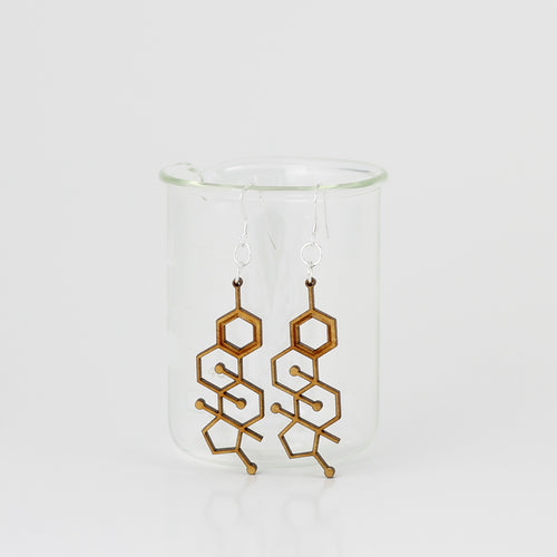 Estrogen Molecule Earrings in Birch Plywood