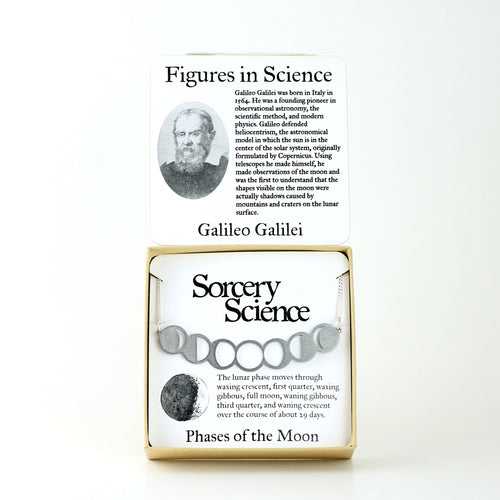 Figures in Science: Galileo Galilei with Phases of the Moon Necklace in Stainless Steel