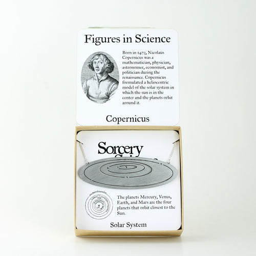 Figures in Science: Copernicus with Solar System Necklace in Stainless Steel
