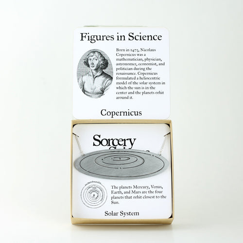 Figures in Science: Copernicus with Solar System Necklace in Stainless Steel