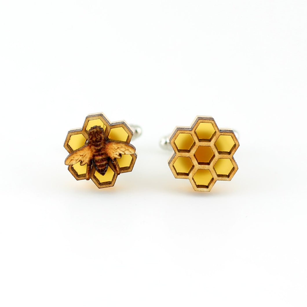 Honeycomb and Bee Cufflinks