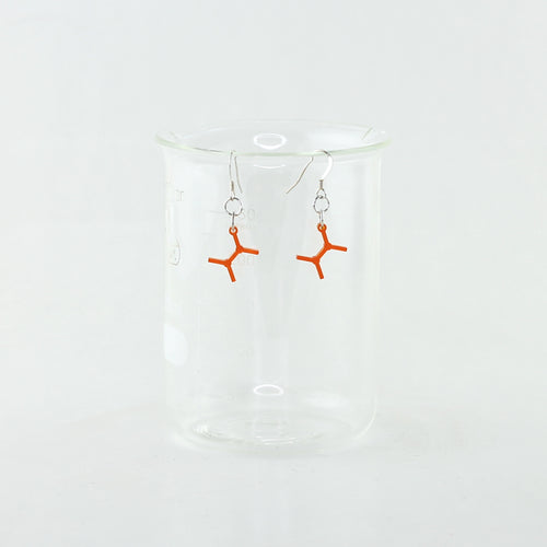 Hydrazine Molecule Earrings in Transparent Orange Acrylic