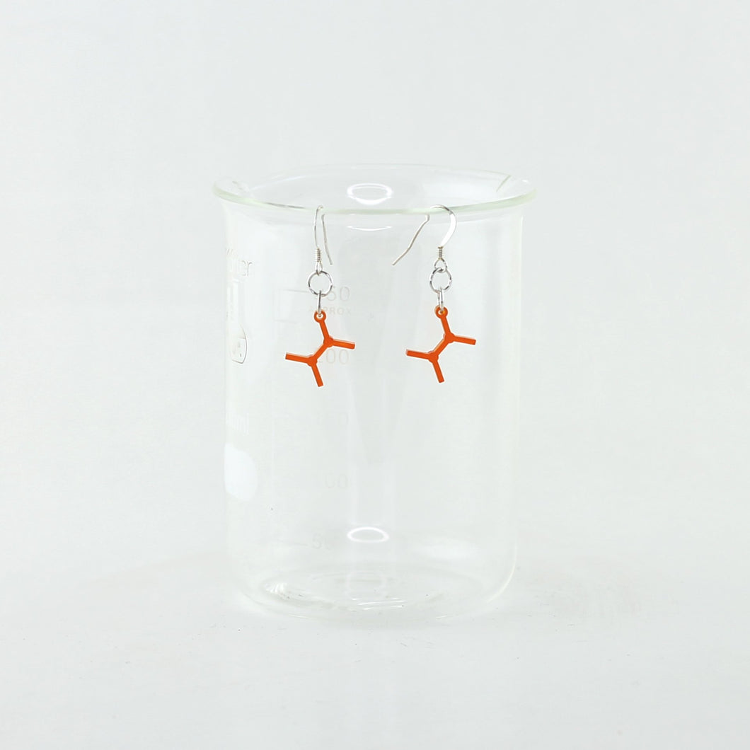 Hydrazine Molecule Earrings in Transparent Orange Acrylic