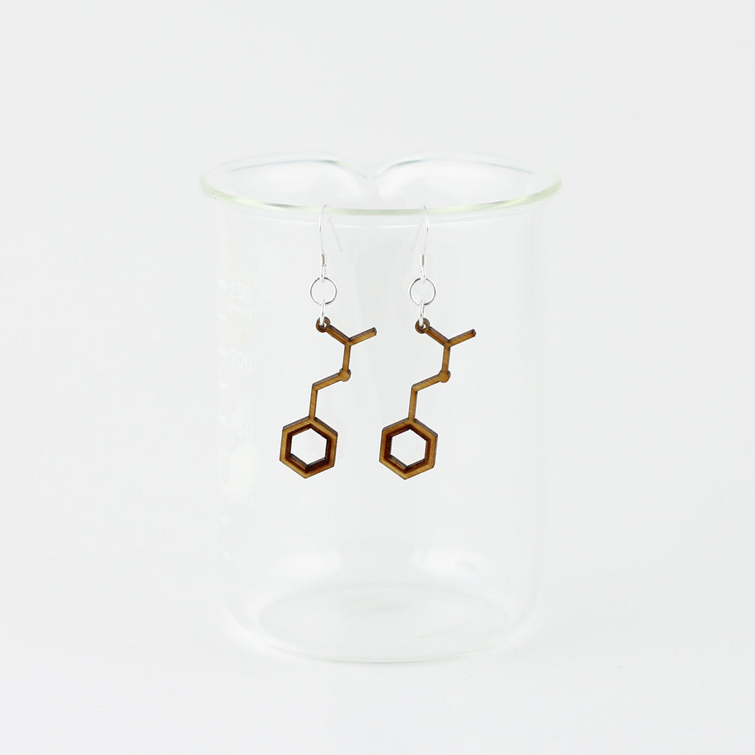 Aromatic Scented Jasmine Molecule Earrings in Birch Plywood