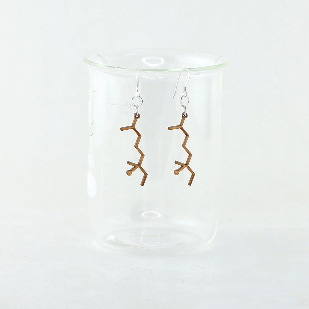 Aromatic Scented Lily Molecule Earrings in Birch Wood