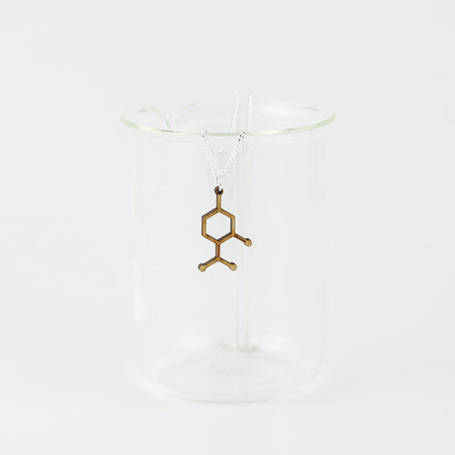 Aromatic Scented Peppermint Molecule Necklace in Birch Plywood