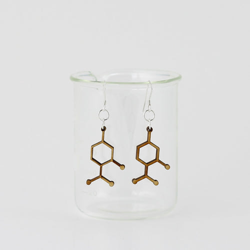 Aromatic Scented Peppermint Molecule Earrings in Birch Plywood