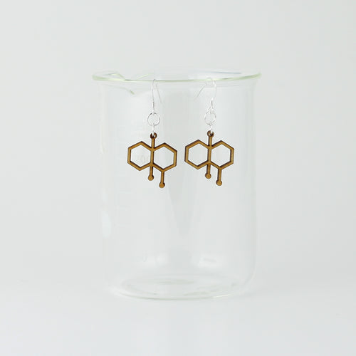 Petrichor Molecule Earrings in Birch Wood