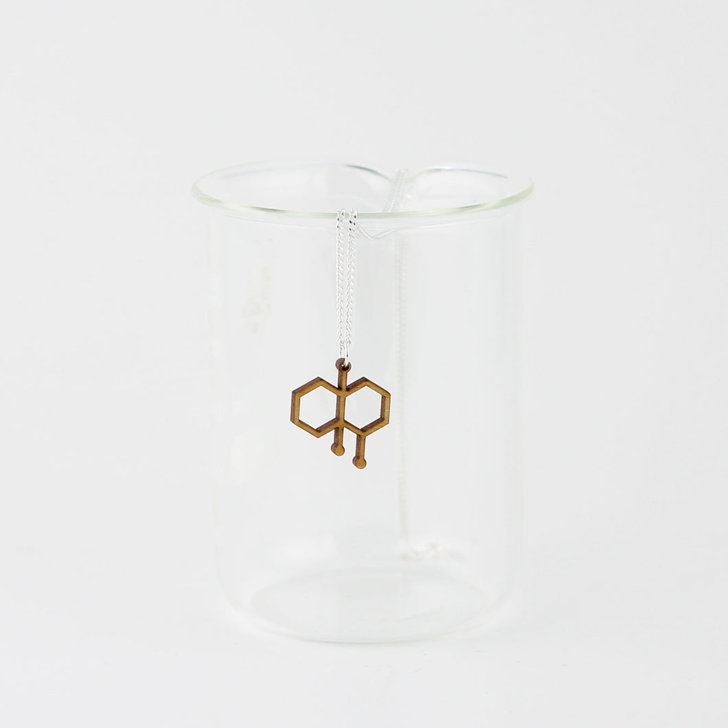Petrichor Molecule Necklace in Birch Wood