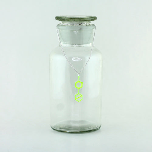 Poison Dart Frog Toxin Molecule Necklace in Neon Green Acrylic