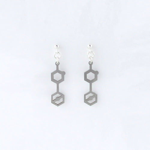 Poison Dart Frog Toxin Molecule Studs in Stainless Steel