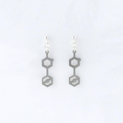 Poison Dart Frog Toxin Molecule Studs in Stainless Steel