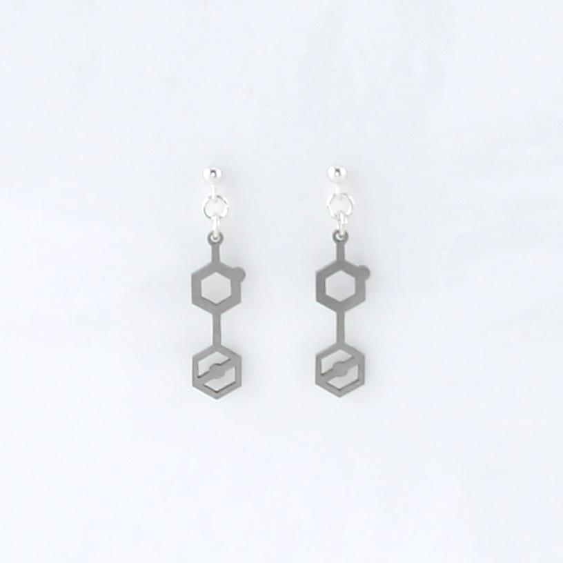 Poison Dart Frog Toxin Molecule Studs in Stainless Steel