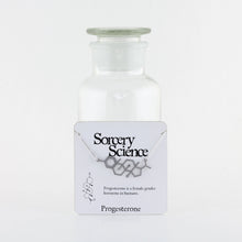 Progesterone Molecule Necklace in Stainless Steel on Card for Retail