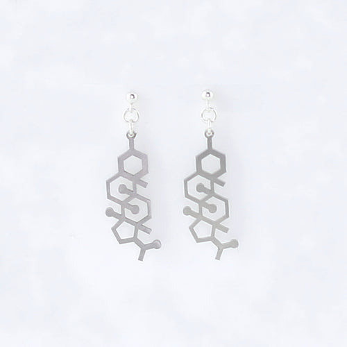 Progesterone Molecule Studs in Stainless Steel